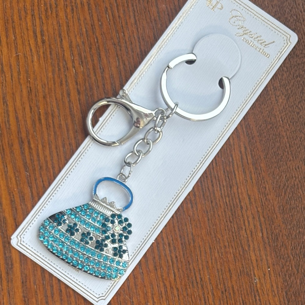 Crystal Blue Rhinestone Handbag Keychain / Bag Charm